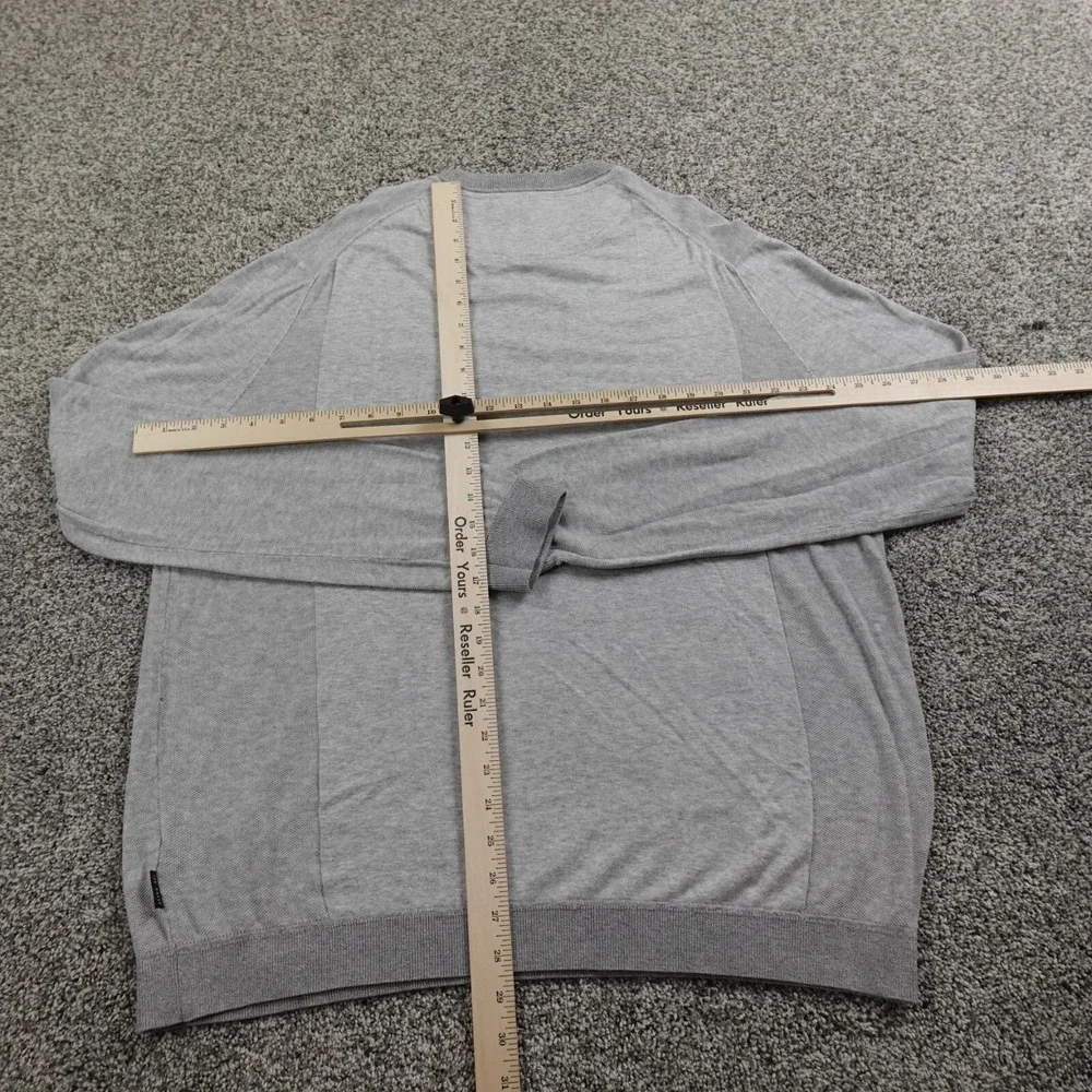 Ted Baker Sweater Mens 7 3XL Gray Silk Knit Pullover Crewneck Sweatshirt Preppy‎